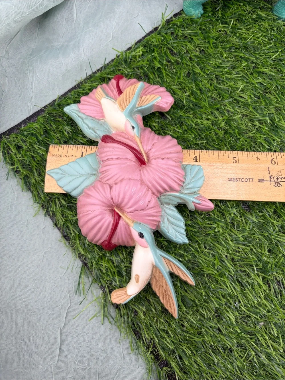 Vintage 1990s Burwood Products Plastic Hummingbird and Flower Wall Art |set of 9
